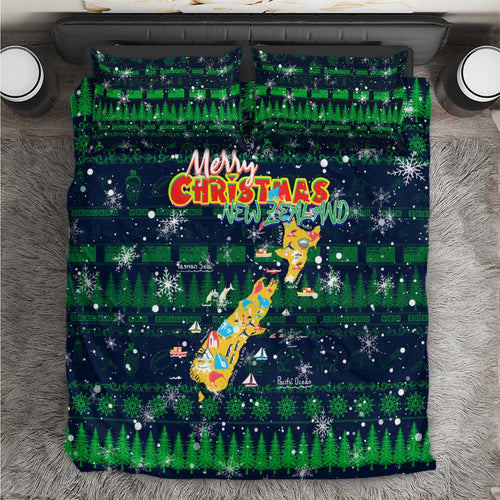 Merry Christmas New Zealand Bedding Set Xmas Travel Map - Aussie Hoodie