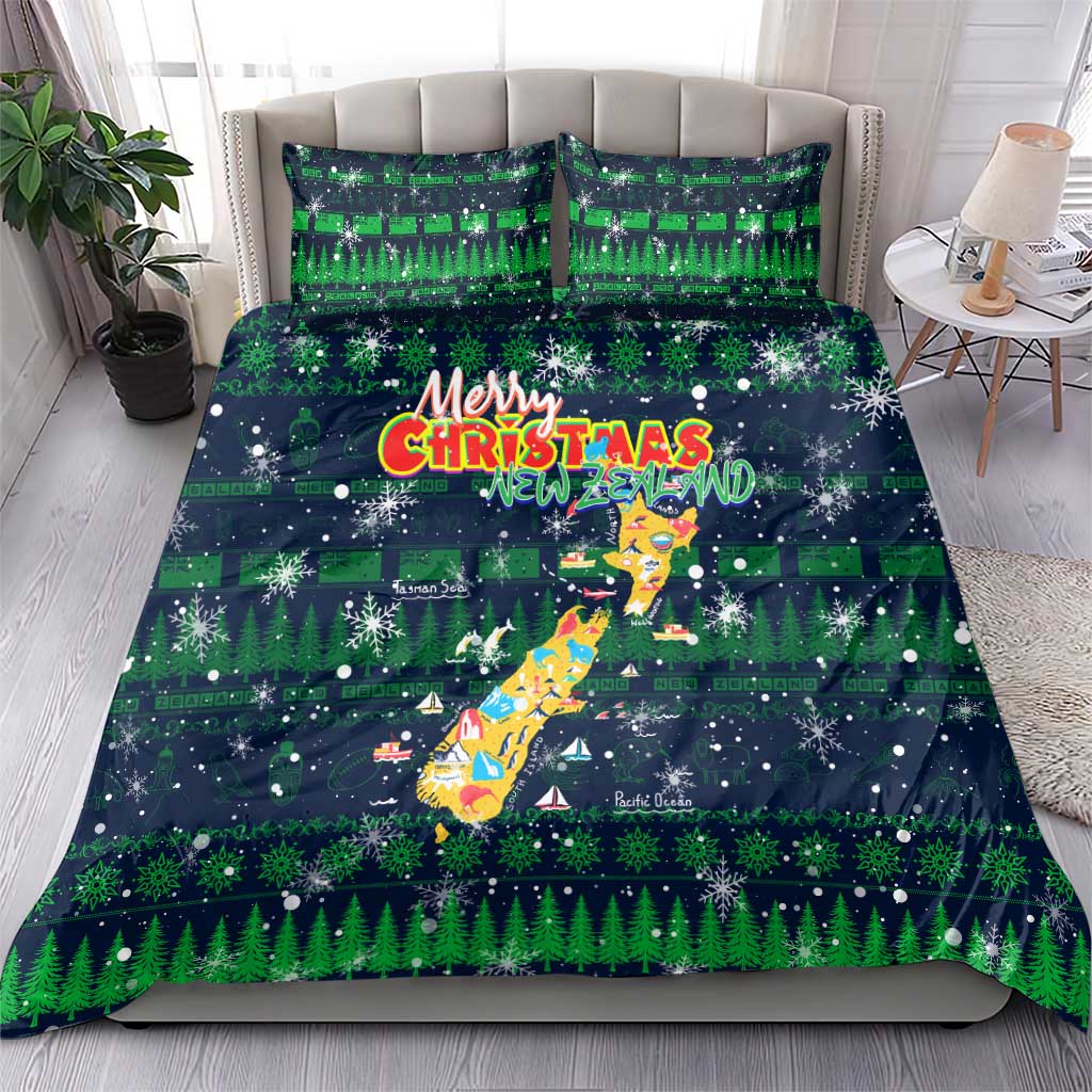 Merry Christmas New Zealand Bedding Set Xmas Travel Map - Aussie Hoodie