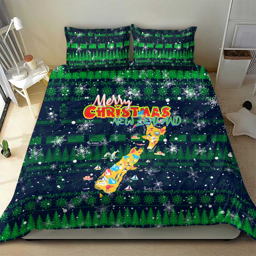 Merry Christmas New Zealand Bedding Set Xmas Travel Map - Aussie Hoodie