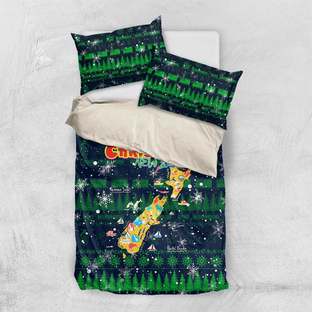 Merry Christmas New Zealand Bedding Set Xmas Travel Map - Aussie Hoodie