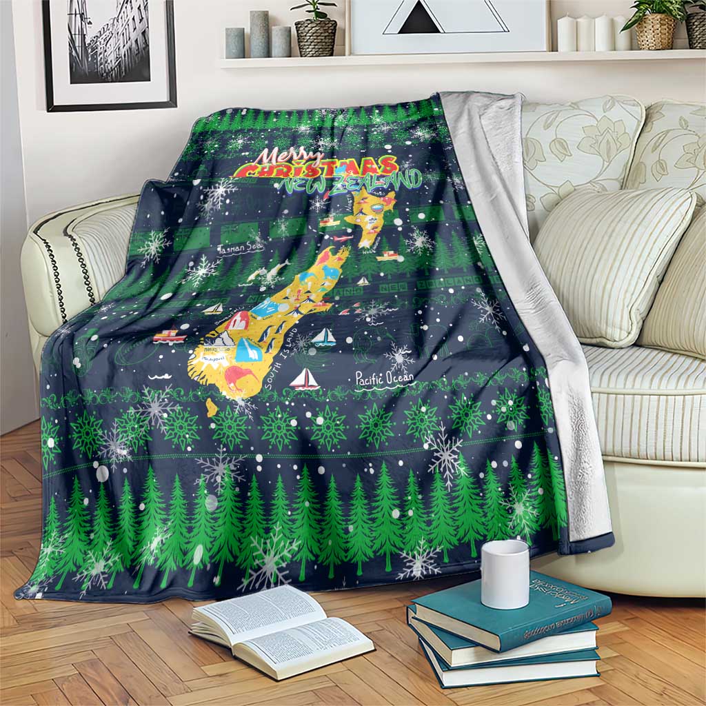 Merry Christmas New Zealand Blanket Xmas Travel Map - Aussie Hoodie