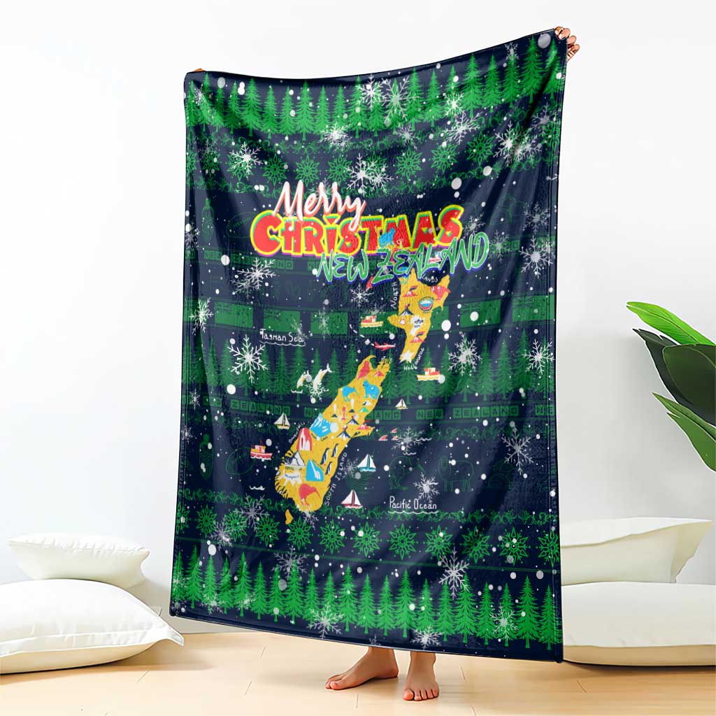 Merry Christmas New Zealand Blanket Xmas Travel Map - Aussie Hoodie