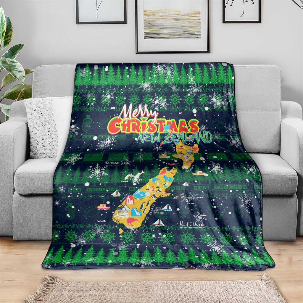 Merry Christmas New Zealand Blanket Xmas Travel Map - Aussie Hoodie