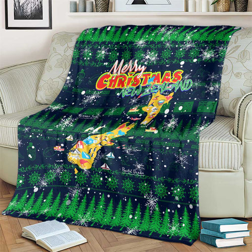 Merry Christmas New Zealand Blanket Xmas Travel Map - Aussie Hoodie