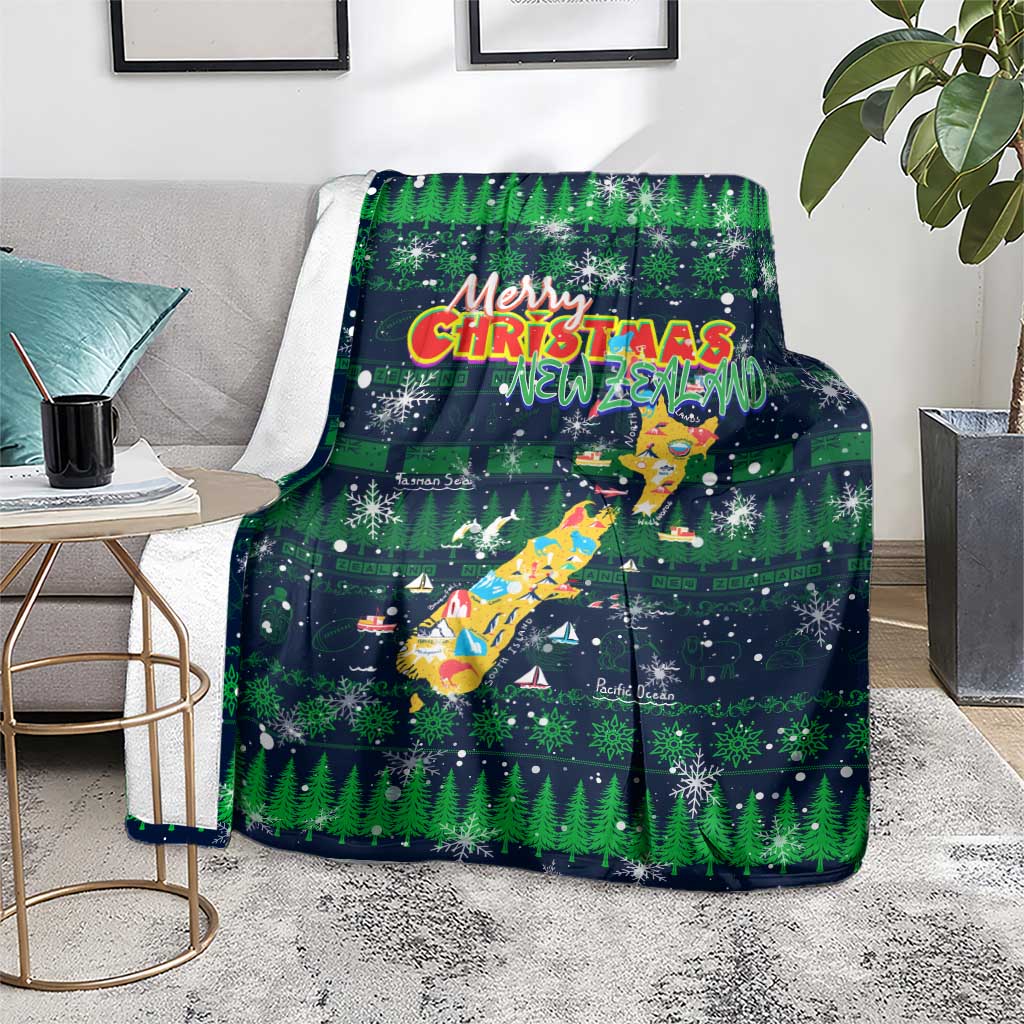 Merry Christmas New Zealand Blanket Xmas Travel Map - Aussie Hoodie