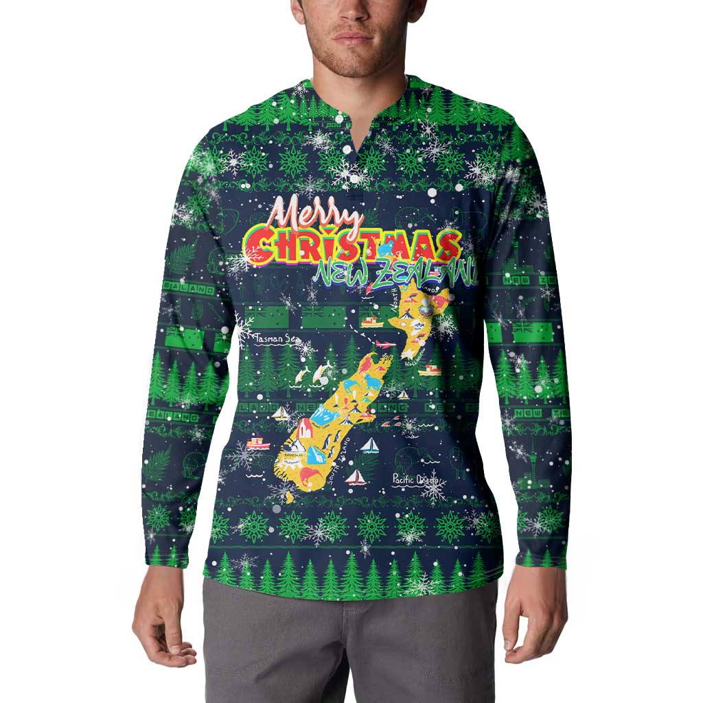 Merry Christmas New Zealand Button Sweatshirt Xmas Travel Map - Aussie Hoodie