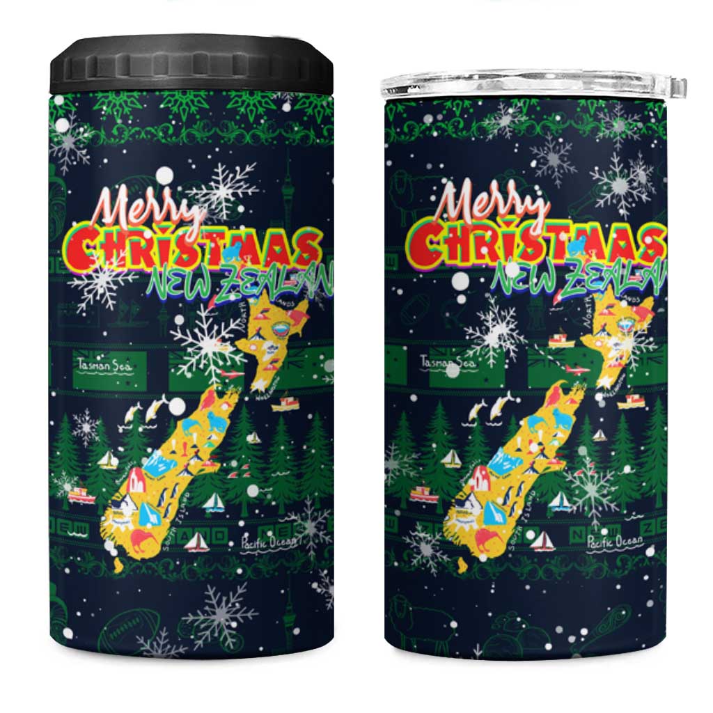 Merry Christmas New Zealand 4 in 1 Can Cooler Tumbler Xmas Travel Map - Aussie Hoodie