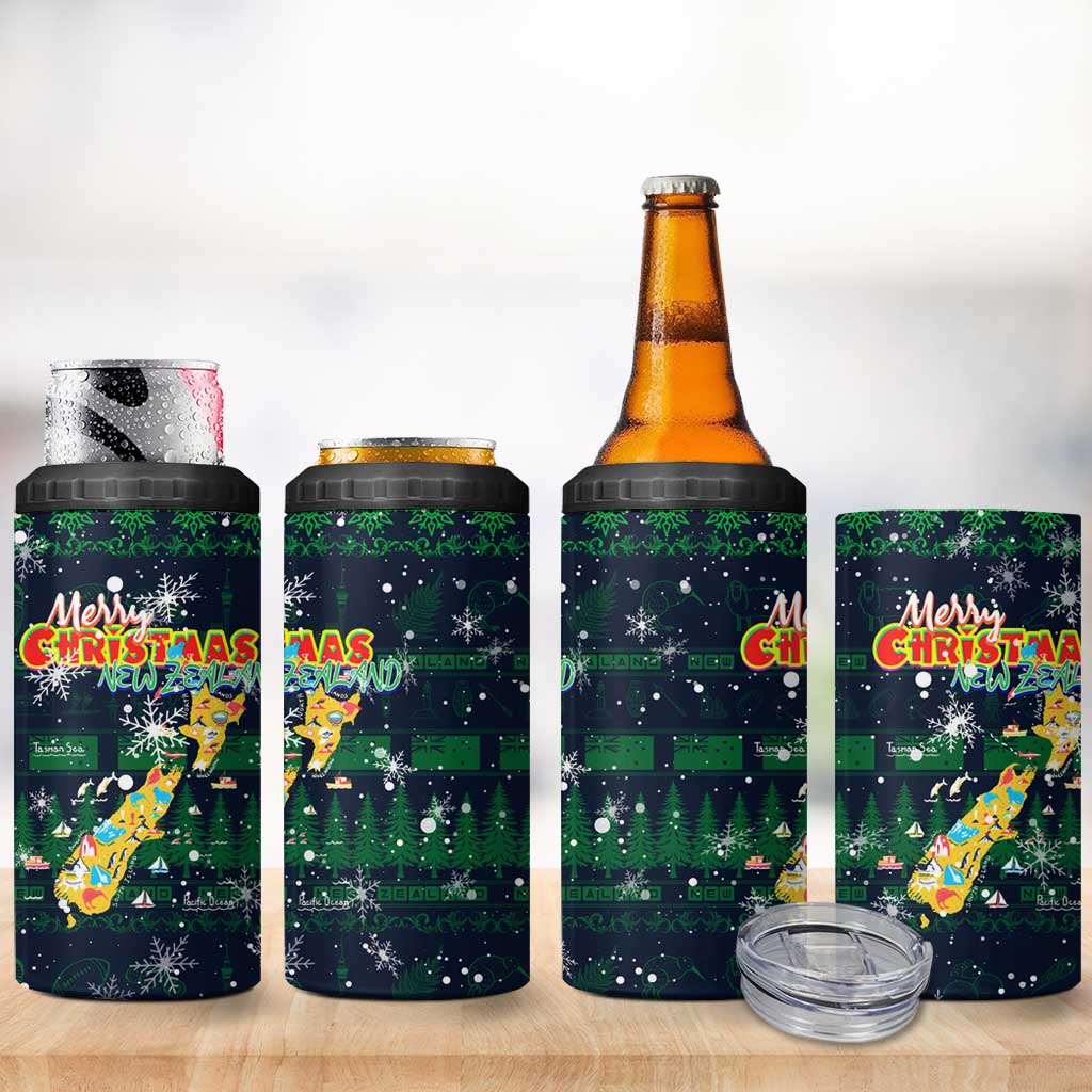 Merry Christmas New Zealand 4 in 1 Can Cooler Tumbler Xmas Travel Map - Aussie Hoodie