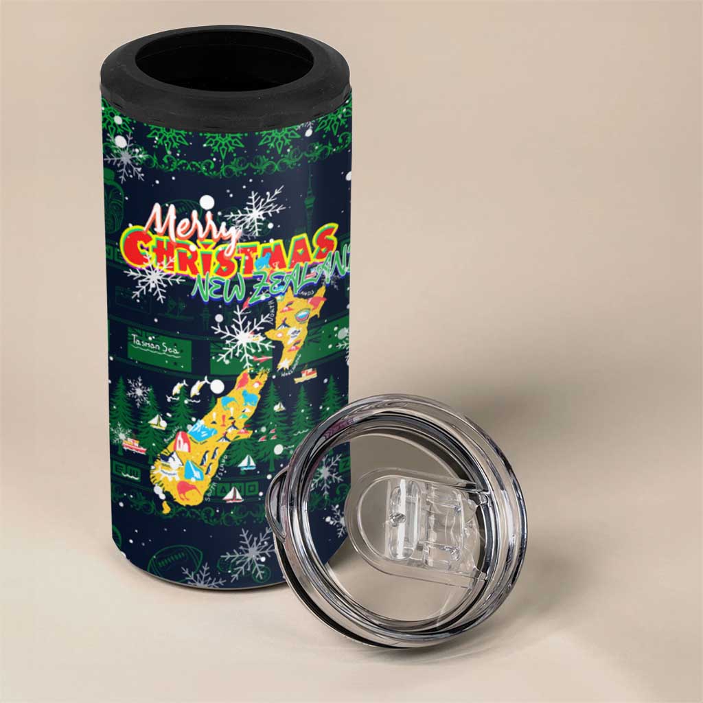 Merry Christmas New Zealand 4 in 1 Can Cooler Tumbler Xmas Travel Map - Aussie Hoodie