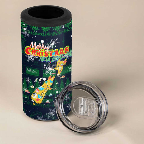 Merry Christmas New Zealand 4 in 1 Can Cooler Tumbler Xmas Travel Map - Aussie Hoodie