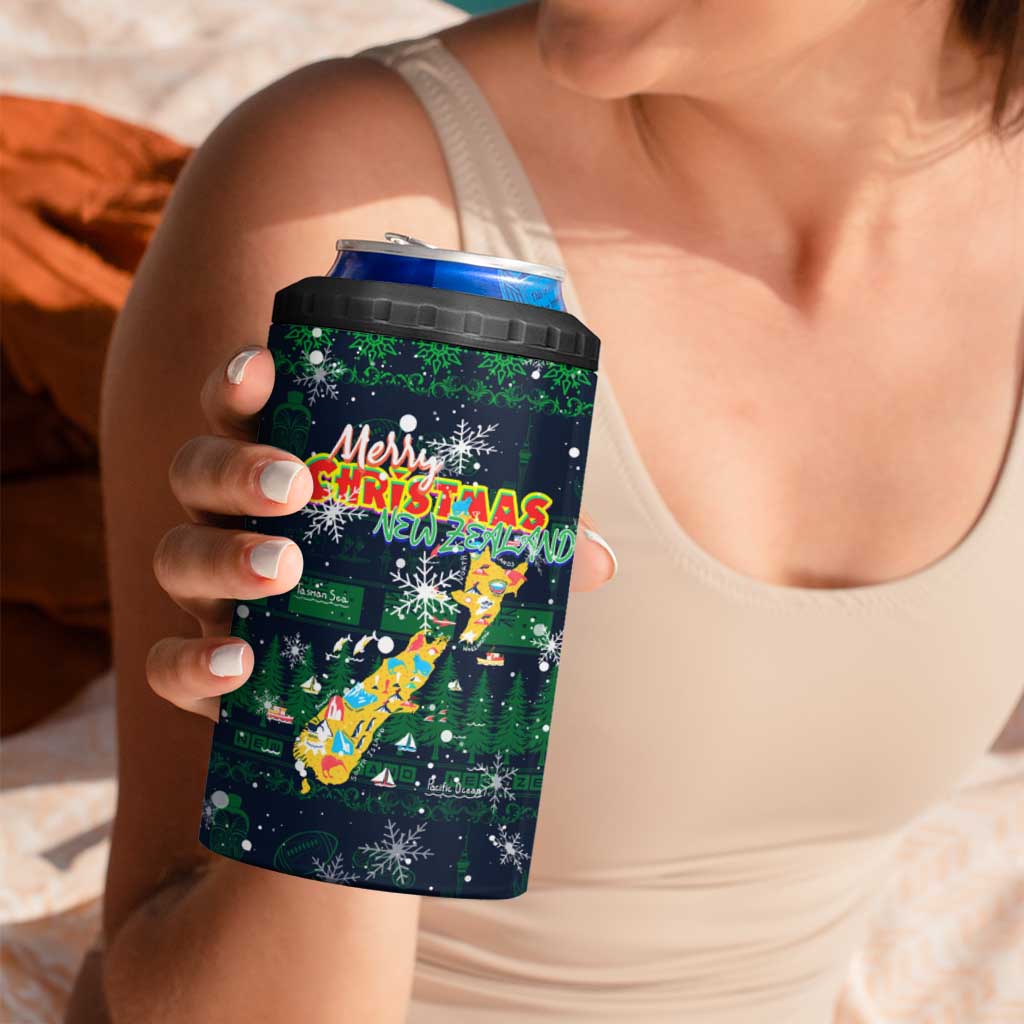 Merry Christmas New Zealand 4 in 1 Can Cooler Tumbler Xmas Travel Map - Aussie Hoodie