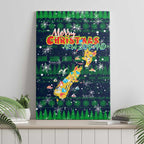 Merry Christmas New Zealand Canvas Wall Art Xmas Travel Map - Aussie Hoodie