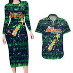 Merry Christmas New Zealand Couples Matching Long Sleeve Bodycon Dress and Hawaiian Shirt Xmas Travel Map - Aussie Hoodie
