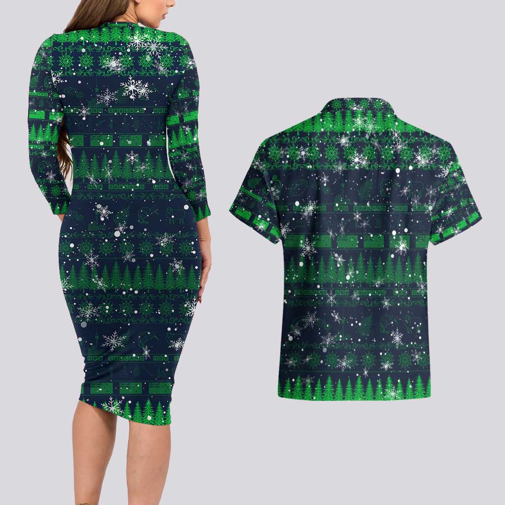 Merry Christmas New Zealand Couples Matching Long Sleeve Bodycon Dress and Hawaiian Shirt Xmas Travel Map - Aussie Hoodie