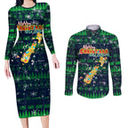 Merry Christmas New Zealand Couples Matching Long Sleeve Bodycon Dress and Long Sleeve Button Shirt Xmas Travel Map - Aussie Hoodie
