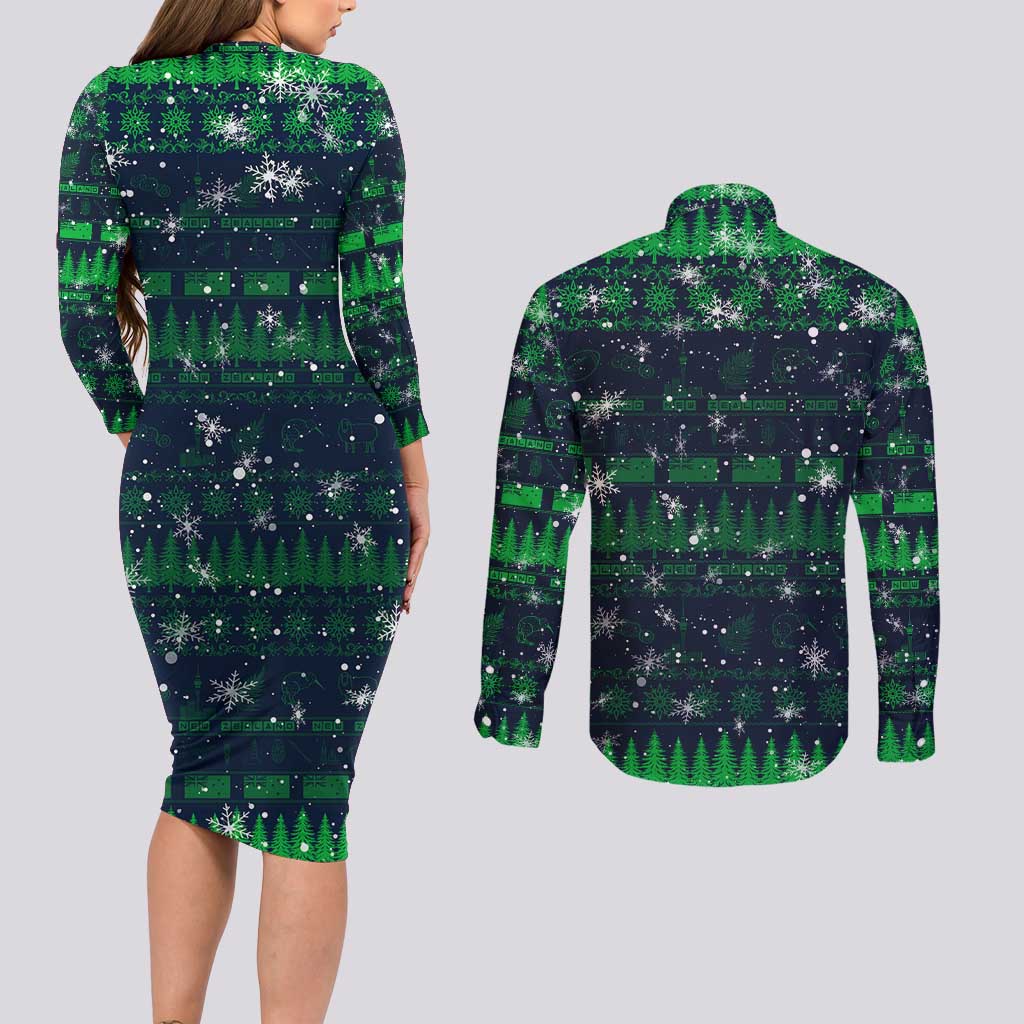 Merry Christmas New Zealand Couples Matching Long Sleeve Bodycon Dress and Long Sleeve Button Shirt Xmas Travel Map - Aussie Hoodie