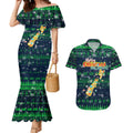 Merry Christmas New Zealand Couples Matching Mermaid Dress and Hawaiian Shirt Xmas Travel Map - Aussie Hoodie