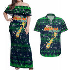 Merry Christmas New Zealand Couples Matching Off Shoulder Maxi Dress and Hawaiian Shirt Xmas Travel Map - Aussie Hoodie