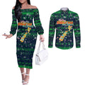 Merry Christmas New Zealand Couples Matching Off The Shoulder Long Sleeve Dress and Long Sleeve Button Shirt Xmas Travel Map - Aussie Hoodie