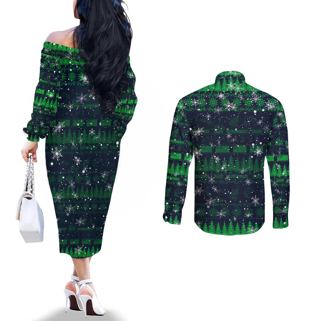 Merry Christmas New Zealand Couples Matching Off The Shoulder Long Sleeve Dress and Long Sleeve Button Shirt Xmas Travel Map - Aussie Hoodie