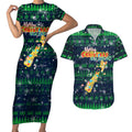 Merry Christmas New Zealand Couples Matching Short Sleeve Bodycon Dress and Hawaiian Shirt Xmas Travel Map - Aussie Hoodie