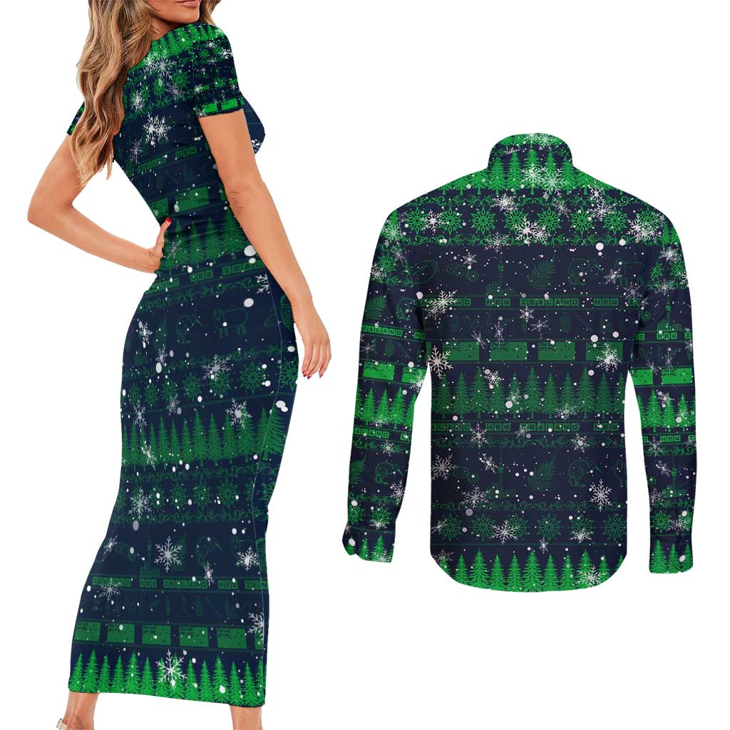 Merry Christmas New Zealand Couples Matching Short Sleeve Bodycon Dress and Long Sleeve Button Shirt Xmas Travel Map - Aussie Hoodie