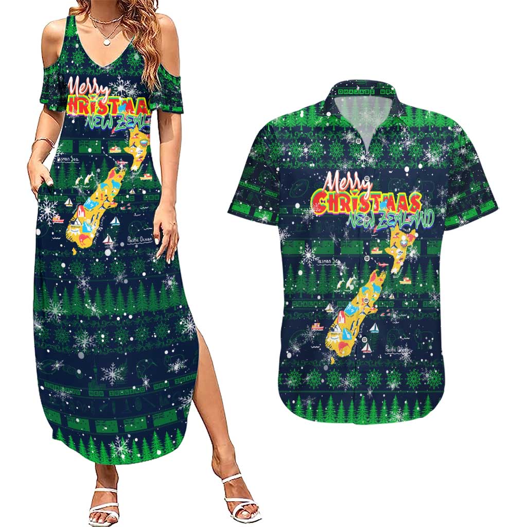 Merry Christmas New Zealand Couples Matching Summer Maxi Dress and Hawaiian Shirt Xmas Travel Map - Aussie Hoodie