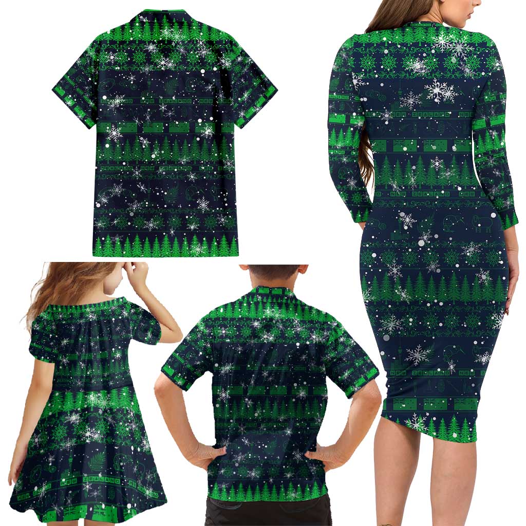 Merry Christmas New Zealand Family Matching Long Sleeve Bodycon Dress and Hawaiian Shirt Xmas Travel Map - Aussie Hoodie