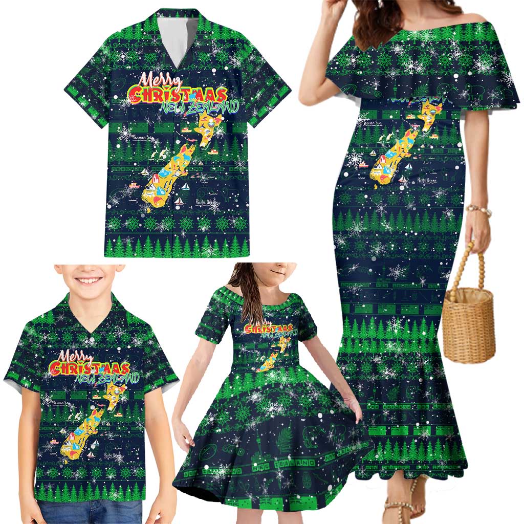 Merry Christmas New Zealand Family Matching Mermaid Dress and Hawaiian Shirt Xmas Travel Map - Aussie Hoodie