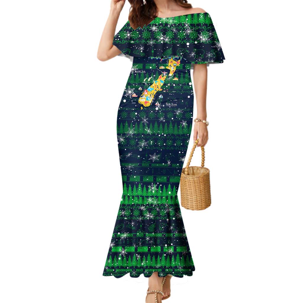 Merry Christmas New Zealand Family Matching Mermaid Dress and Hawaiian Shirt Xmas Travel Map - Aussie Hoodie