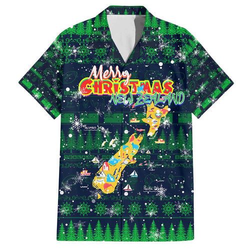 Merry Christmas New Zealand Family Matching Off The Shoulder Long Sleeve Dress and Hawaiian Shirt Xmas Travel Map - Aussie Hoodie