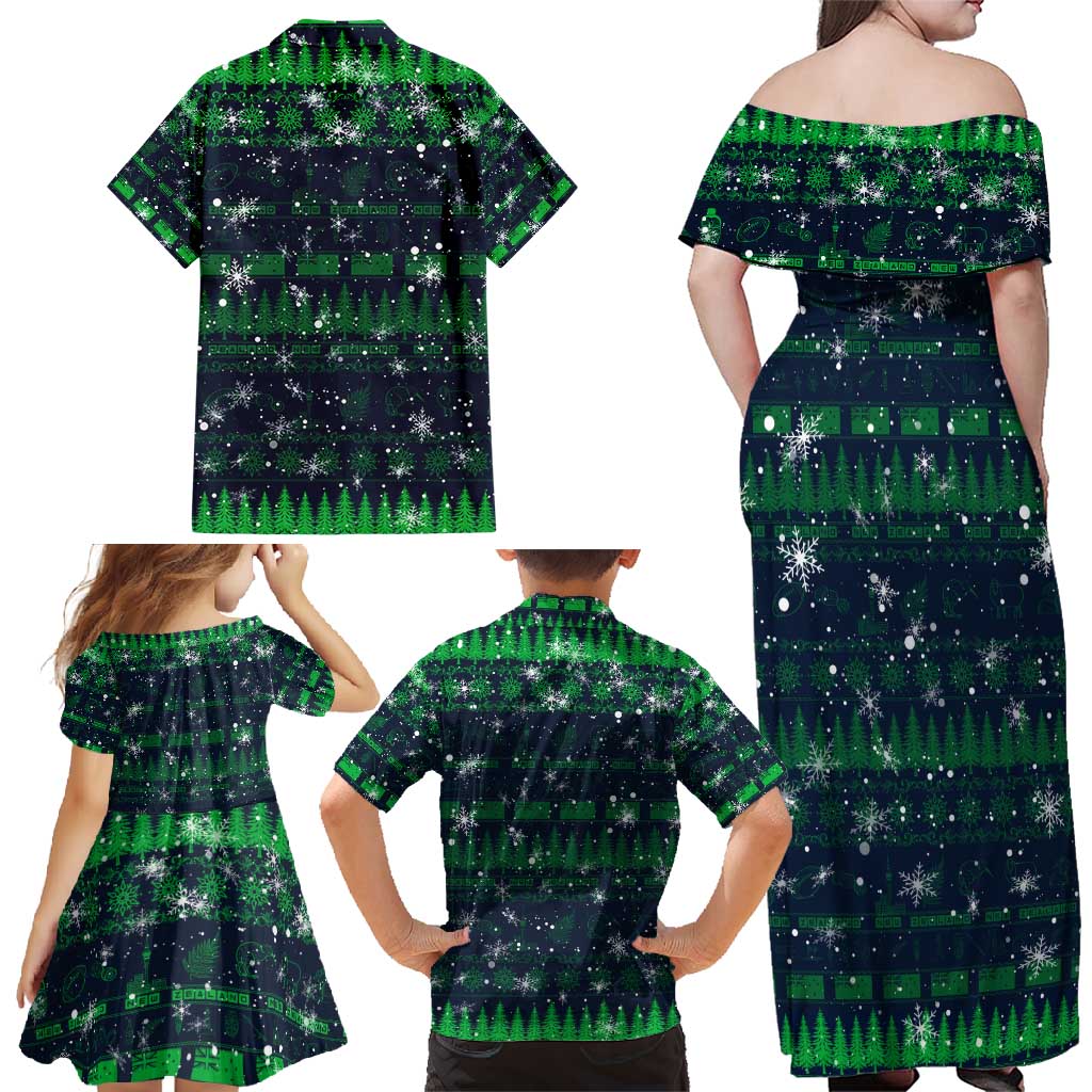 Merry Christmas New Zealand Family Matching Off Shoulder Maxi Dress and Hawaiian Shirt Xmas Travel Map - Aussie Hoodie