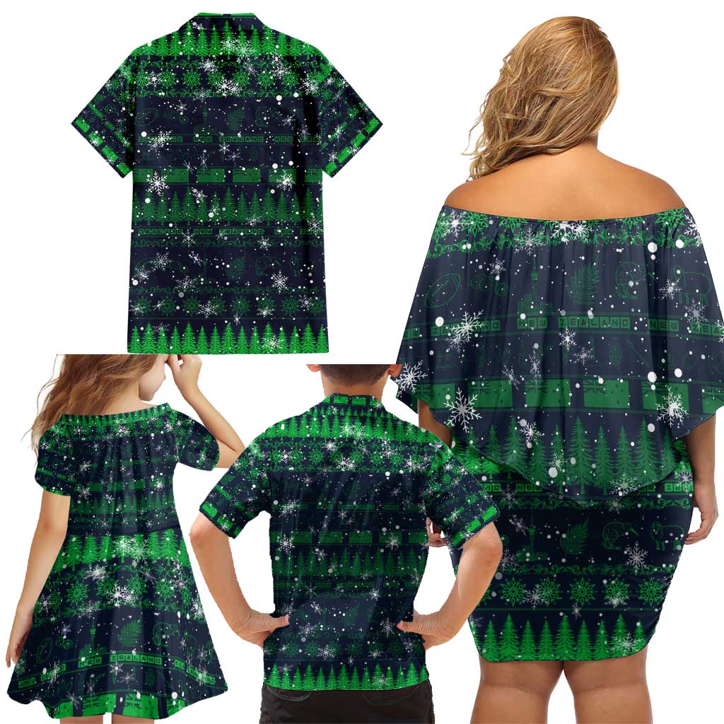 Merry Christmas New Zealand Family Matching Off Shoulder Short Dress and Hawaiian Shirt Xmas Travel Map - Aussie Hoodie
