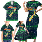 Merry Christmas New Zealand Family Matching Short Sleeve Bodycon Dress and Hawaiian Shirt Xmas Travel Map - Aussie Hoodie