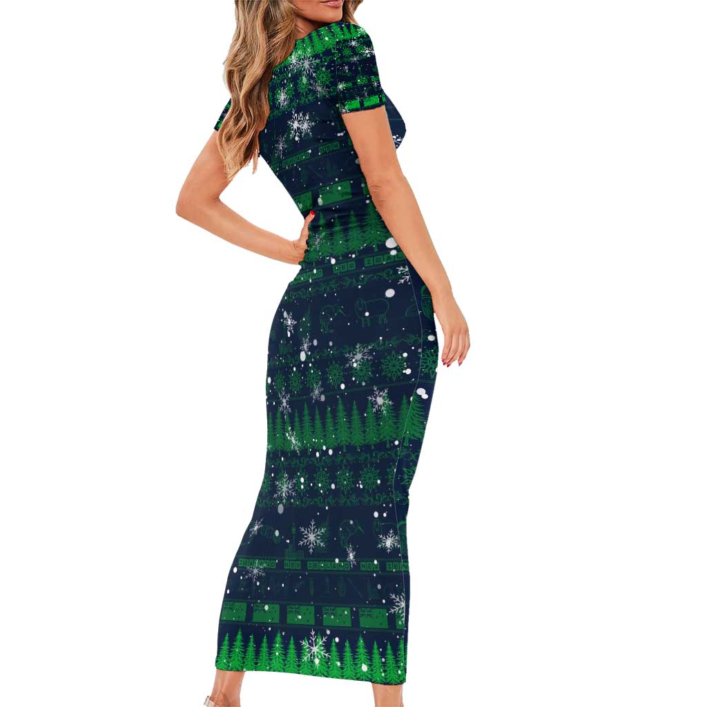 Merry Christmas New Zealand Family Matching Short Sleeve Bodycon Dress and Hawaiian Shirt Xmas Travel Map - Aussie Hoodie