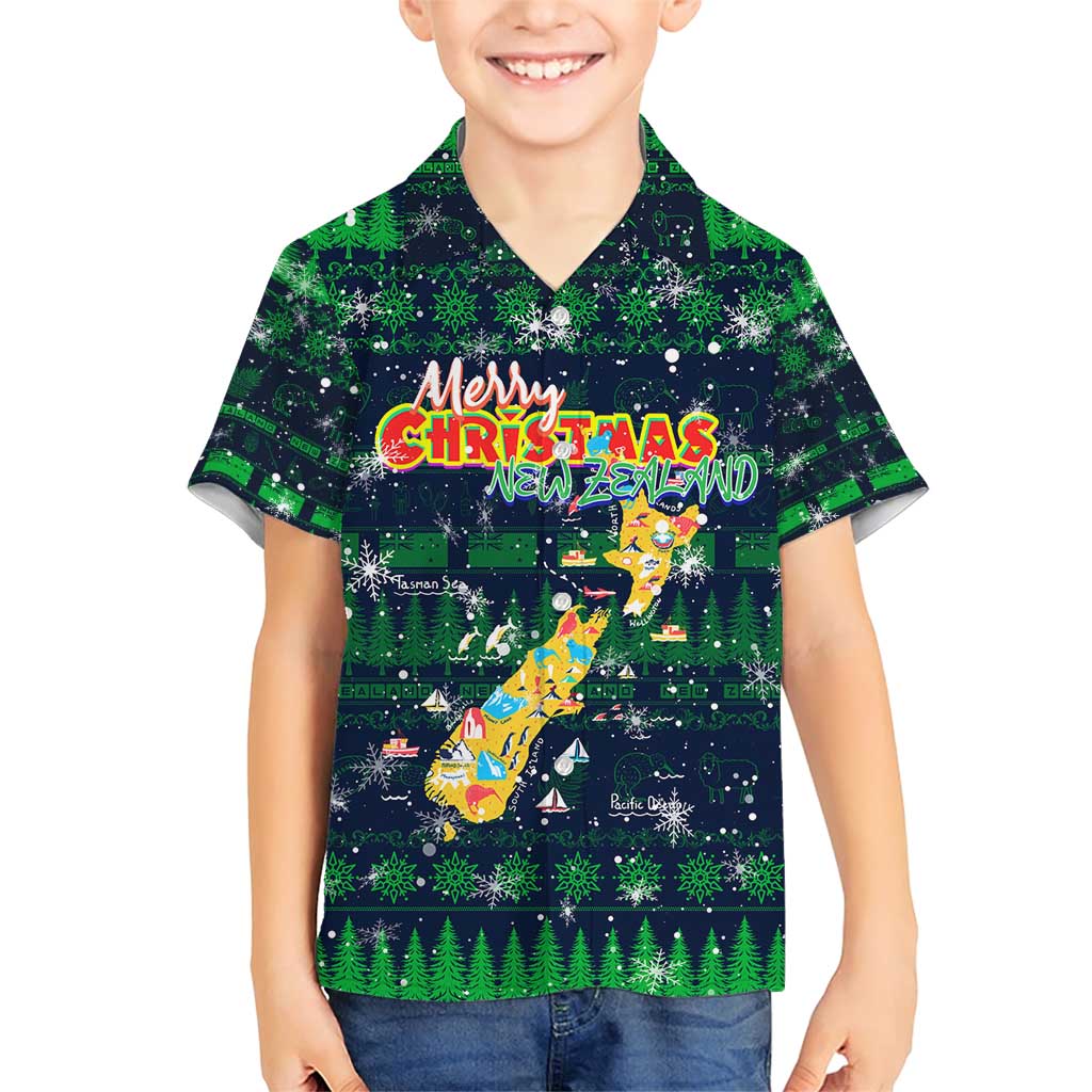 Merry Christmas New Zealand Family Matching Short Sleeve Bodycon Dress and Hawaiian Shirt Xmas Travel Map - Aussie Hoodie