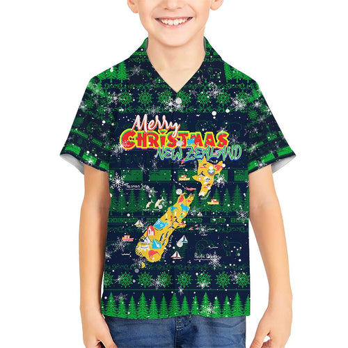 Merry Christmas New Zealand Family Matching Short Sleeve Bodycon Dress and Hawaiian Shirt Xmas Travel Map - Aussie Hoodie