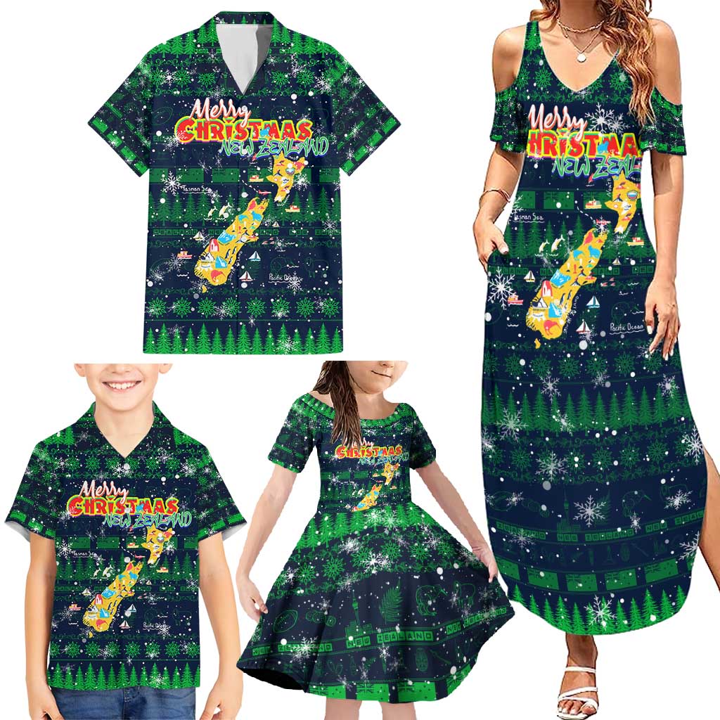 Merry Christmas New Zealand Family Matching Summer Maxi Dress and Hawaiian Shirt Xmas Travel Map - Aussie Hoodie