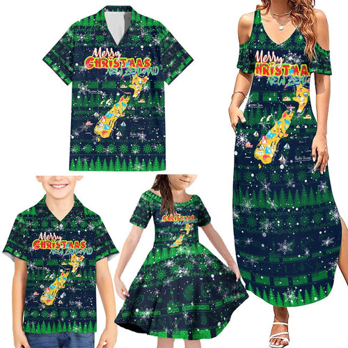 Merry Christmas New Zealand Family Matching Summer Maxi Dress and Hawaiian Shirt Xmas Travel Map - Aussie Hoodie
