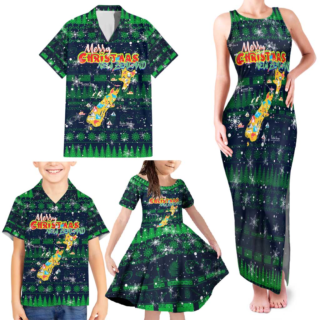 Merry Christmas New Zealand Family Matching Tank Maxi Dress and Hawaiian Shirt Xmas Travel Map - Aussie Hoodie