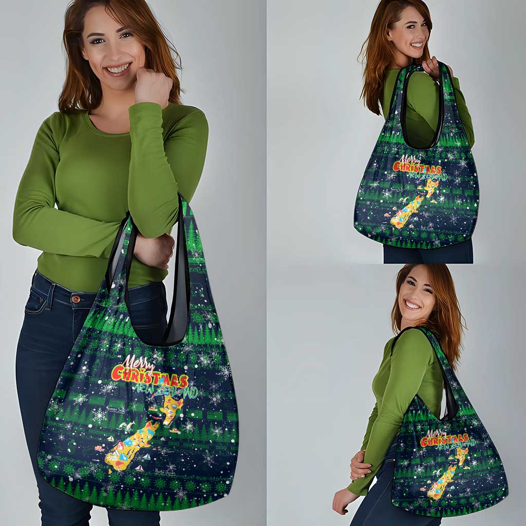 Merry Christmas New Zealand Grocery Bag Xmas Travel Map - Aussie Hoodie