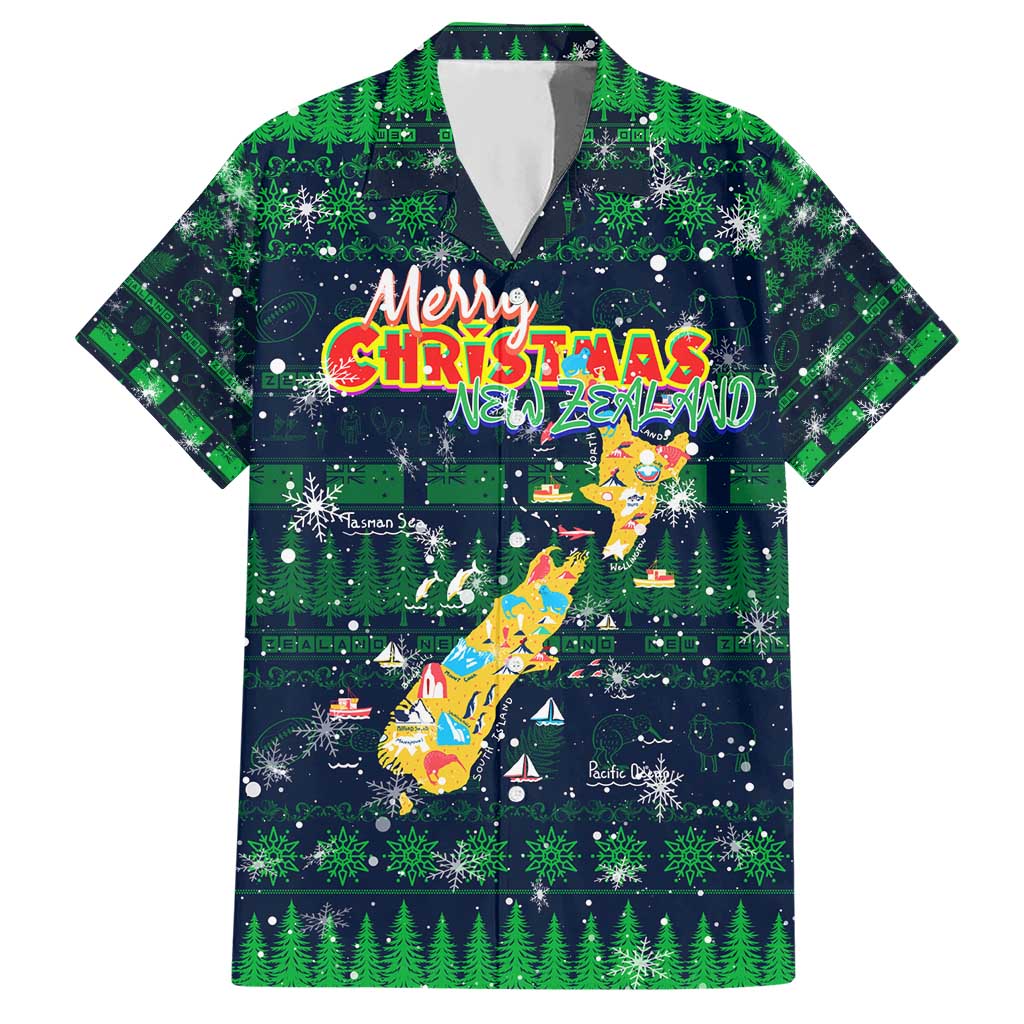 Merry Christmas New Zealand Hawaiian Shirt Xmas Travel Map - Aussie Hoodie