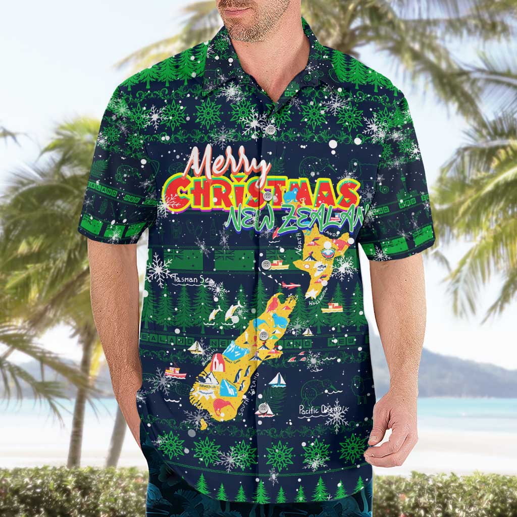 Merry Christmas New Zealand Hawaiian Shirt Xmas Travel Map - Aussie Hoodie