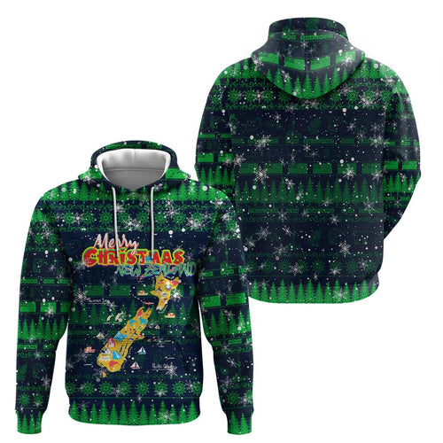 Merry Christmas New Zealand Hoodie Xmas Travel Map - Aussie Hoodie