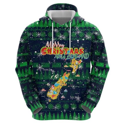 Merry Christmas New Zealand Hoodie Xmas Travel Map - Aussie Hoodie
