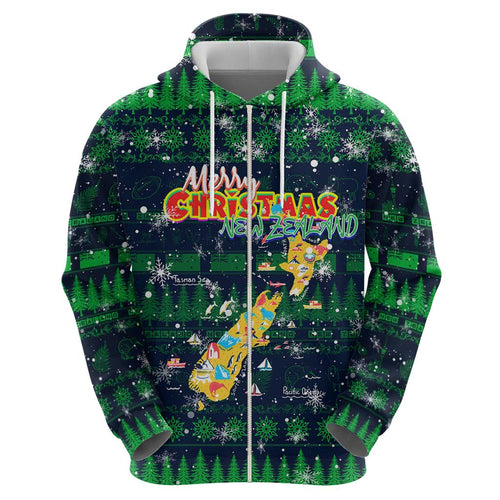 Merry Christmas New Zealand Hoodie Xmas Travel Map - Aussie Hoodie