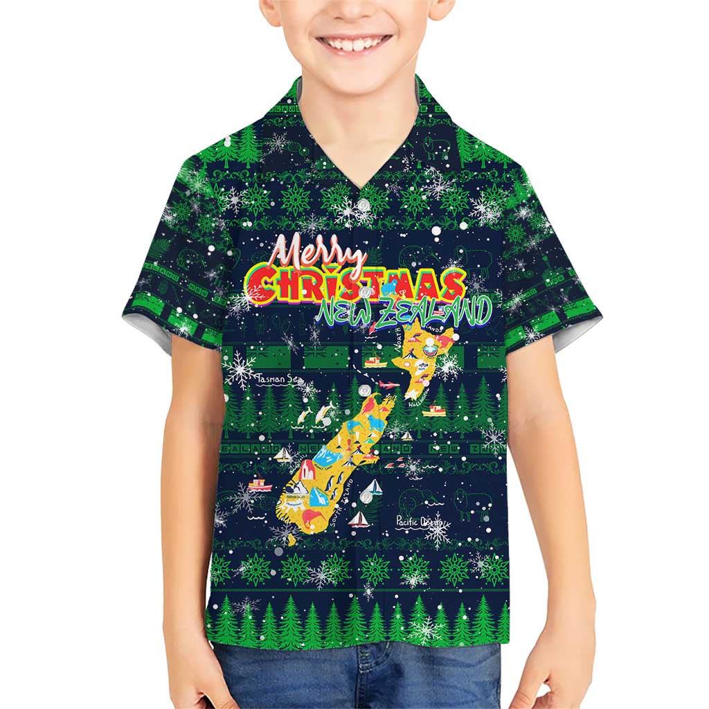 Merry Christmas New Zealand Kid Hawaiian Shirt Xmas Travel Map - Aussie Hoodie