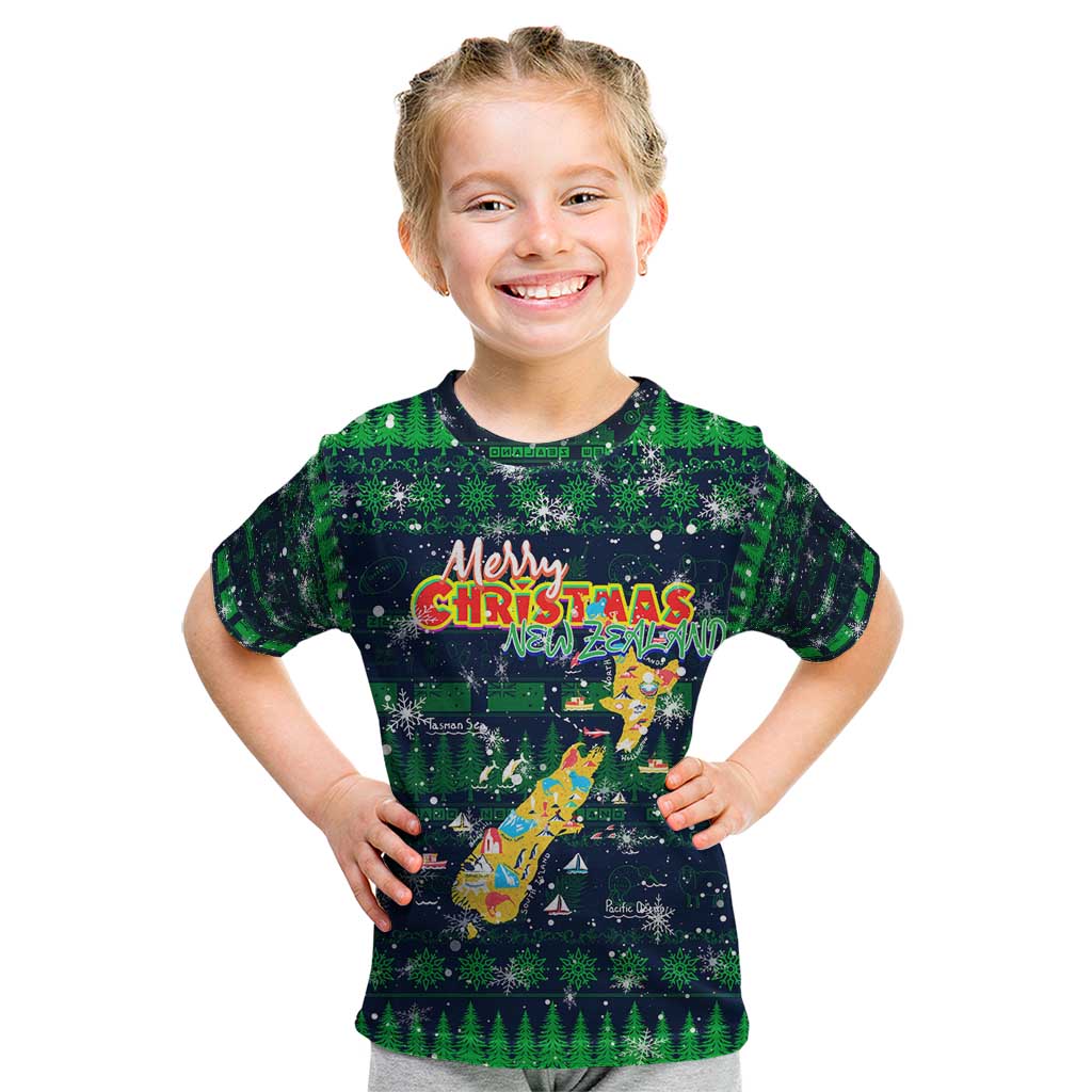Merry Christmas New Zealand Kid T Shirt Xmas Travel Map - Aussie Hoodie
