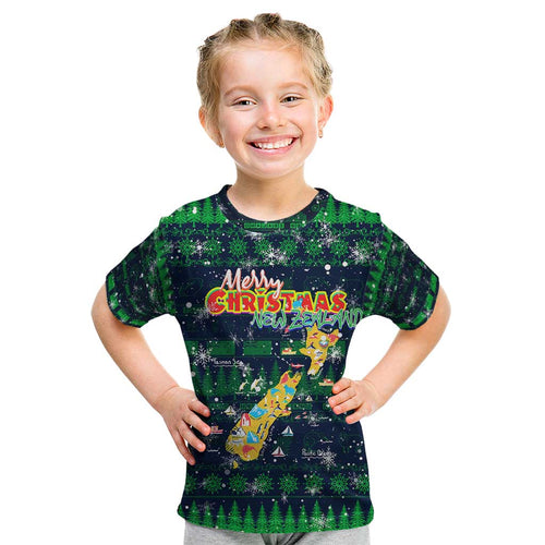 Merry Christmas New Zealand Kid T Shirt Xmas Travel Map - Aussie Hoodie