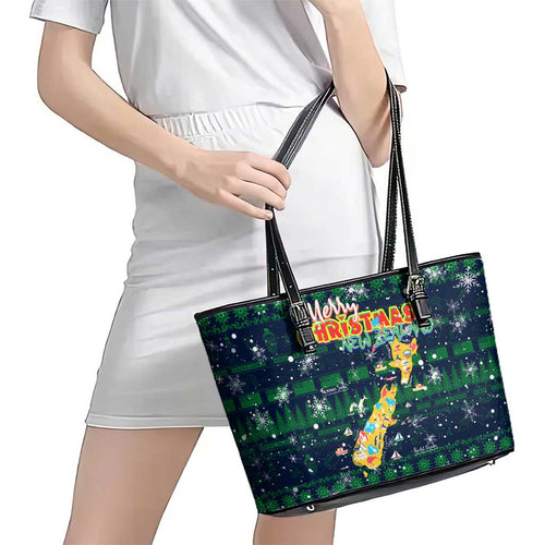 Merry Christmas New Zealand Leather Tote Bag Xmas Travel Map - Aussie Hoodie